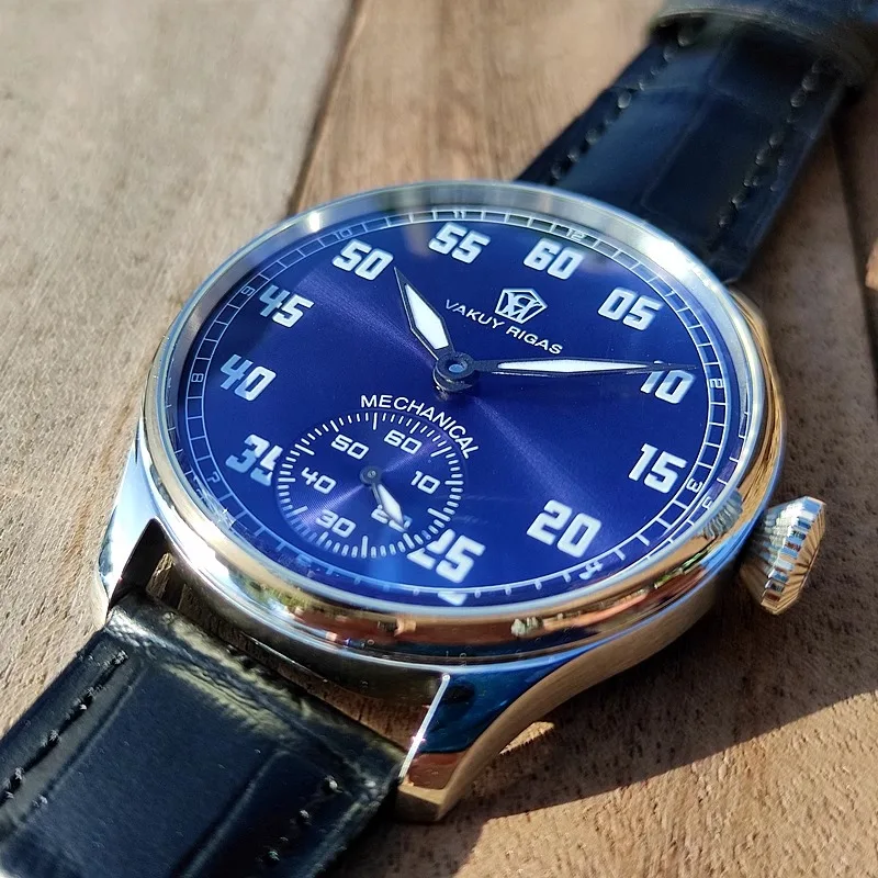 Vakuy Manual Mechanical German Military Watch Dafei Seagull ST3621 Jones Sword Swiss C1 Luminous Blue Face