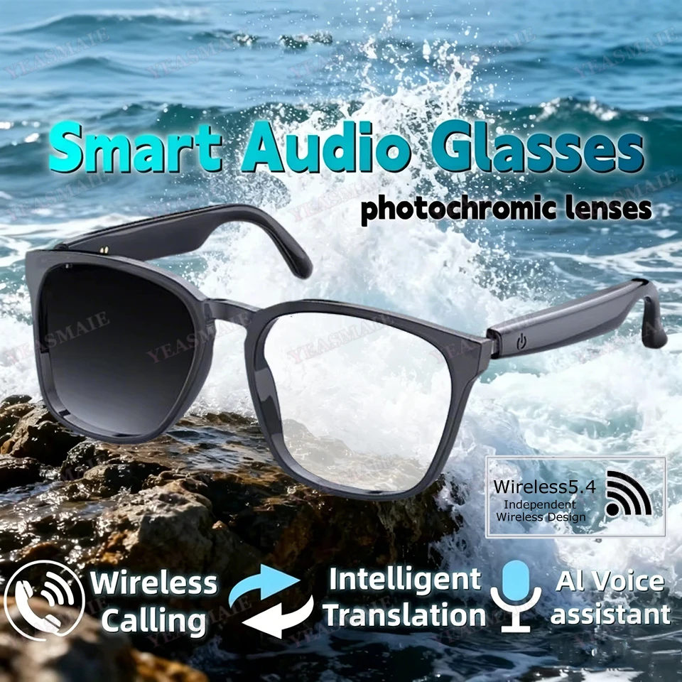 Ola Esporte Photosensitive Color Change Smart Glasses Bluetooth Voice Calls Control Music Anti-Blue Light Smart Touch Glasses