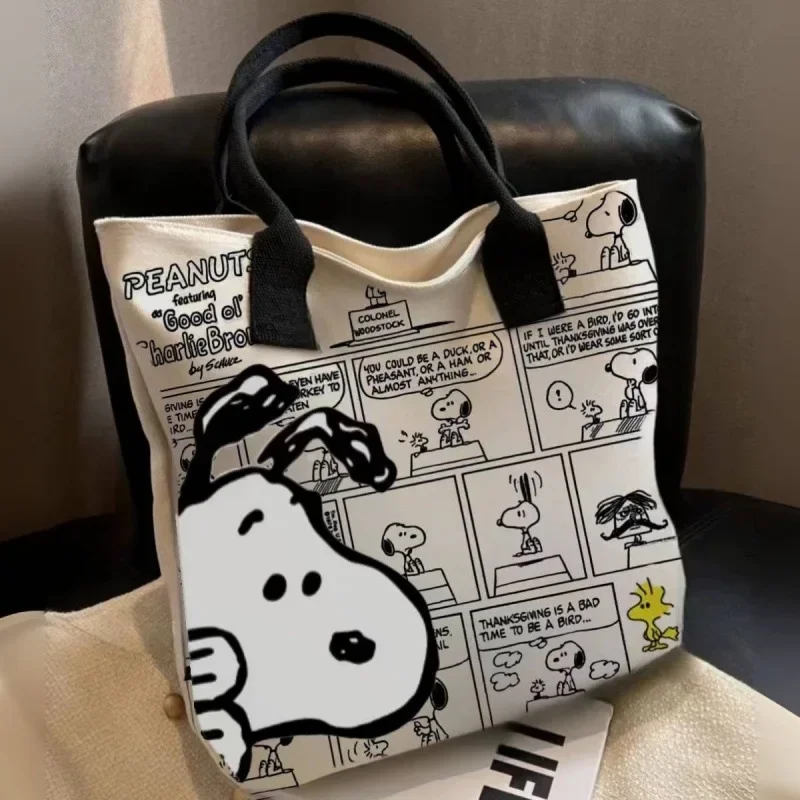 Canvas Bag Women High Capacity Bag Fashion Cartoon Snoopy Handbag Versatile One Shoulder Tote Bag Christmas Present for Girls