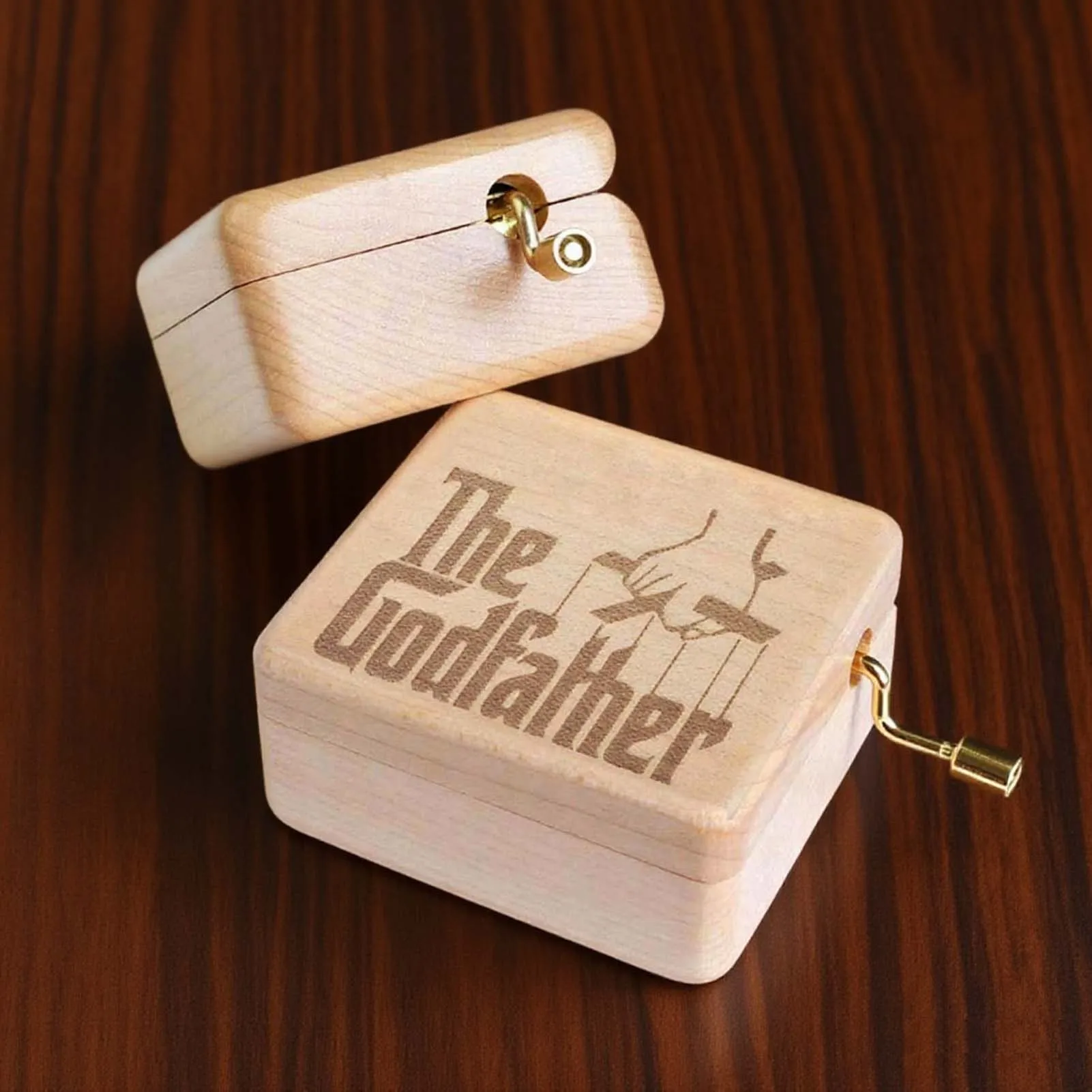 

Rosiking Carved wooden hand crank The Godfather Music Box Carved Mechanism Gift for Birthday children