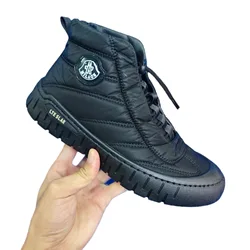 Autumn and winter new mid-high top fashionable casual sports shoes with cotton and velvet men shoes loafers