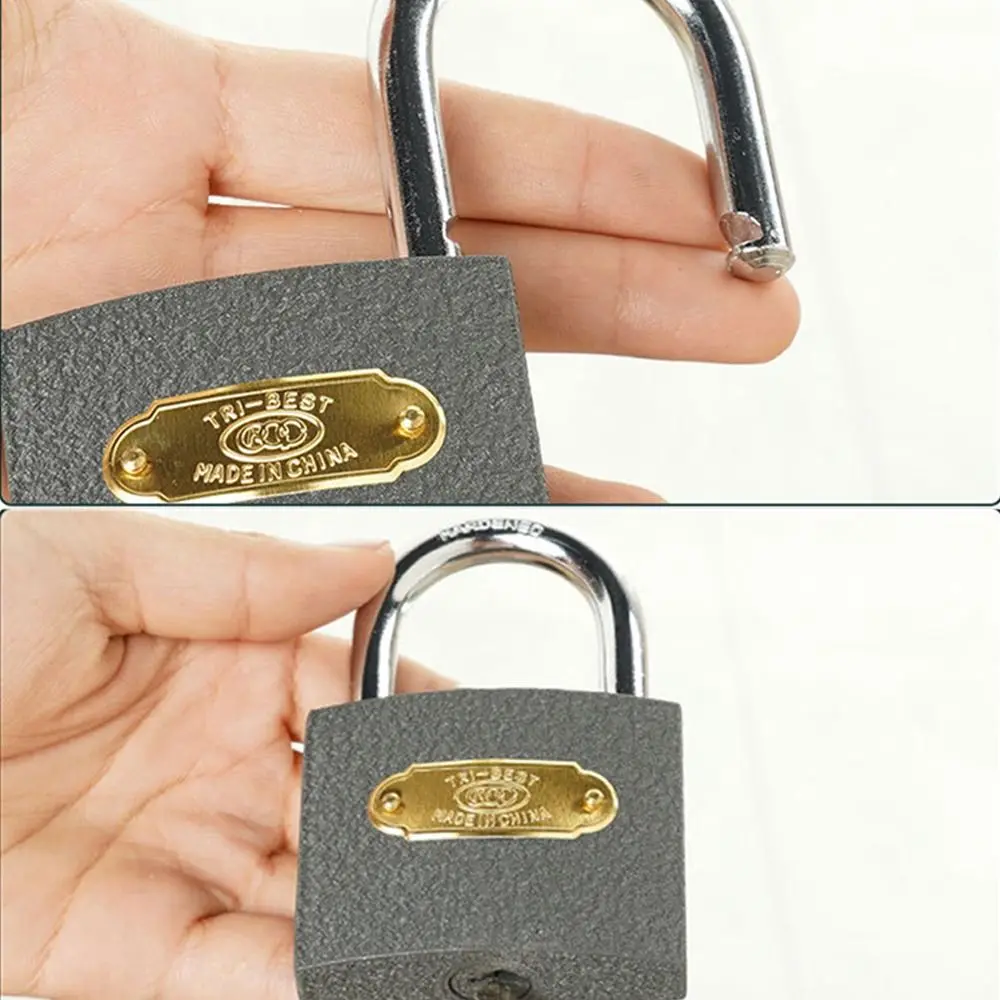 Portable Metal Iron Lock Hardened Lock Beam with 2 Keys Drawer Cabinet Padlock Grey Dormitory Door Lock Home
