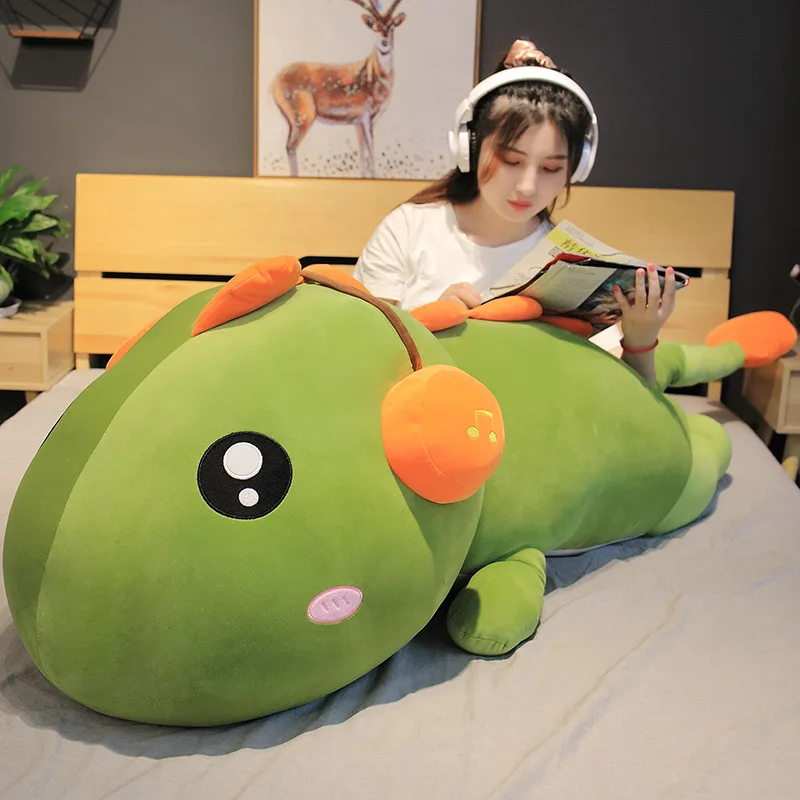 

Nice Creative Cute Long Dinosaur with Earphone Plush Toys Stuffed Cartoon Dragon Doll Cartoon Sleep Pillow Kids Baby Girl Gift