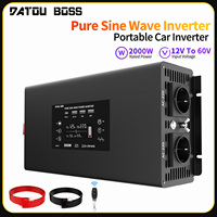 DATOUBOSS Pure Sine Wave Inverter DC12V-24V to AC220V-240V Portable Car Inverter Continuous Power 2000W Peak Power 4000W