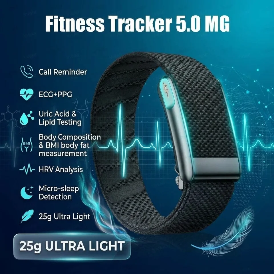 5.0 MG Smart Band ECG+PPG Health Diagnosis Uric Acid Lipid Blood
