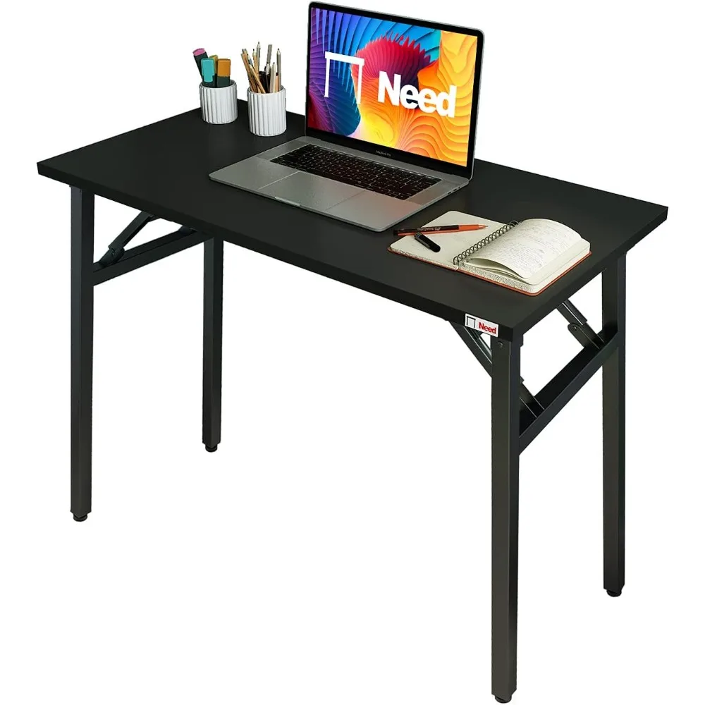 

Folding Desk - 31 1/2" No Assembly Foldable Small Computer Table,Sturdy and Heavy Duty Writing Desk for Small Spaces, Black&Bla