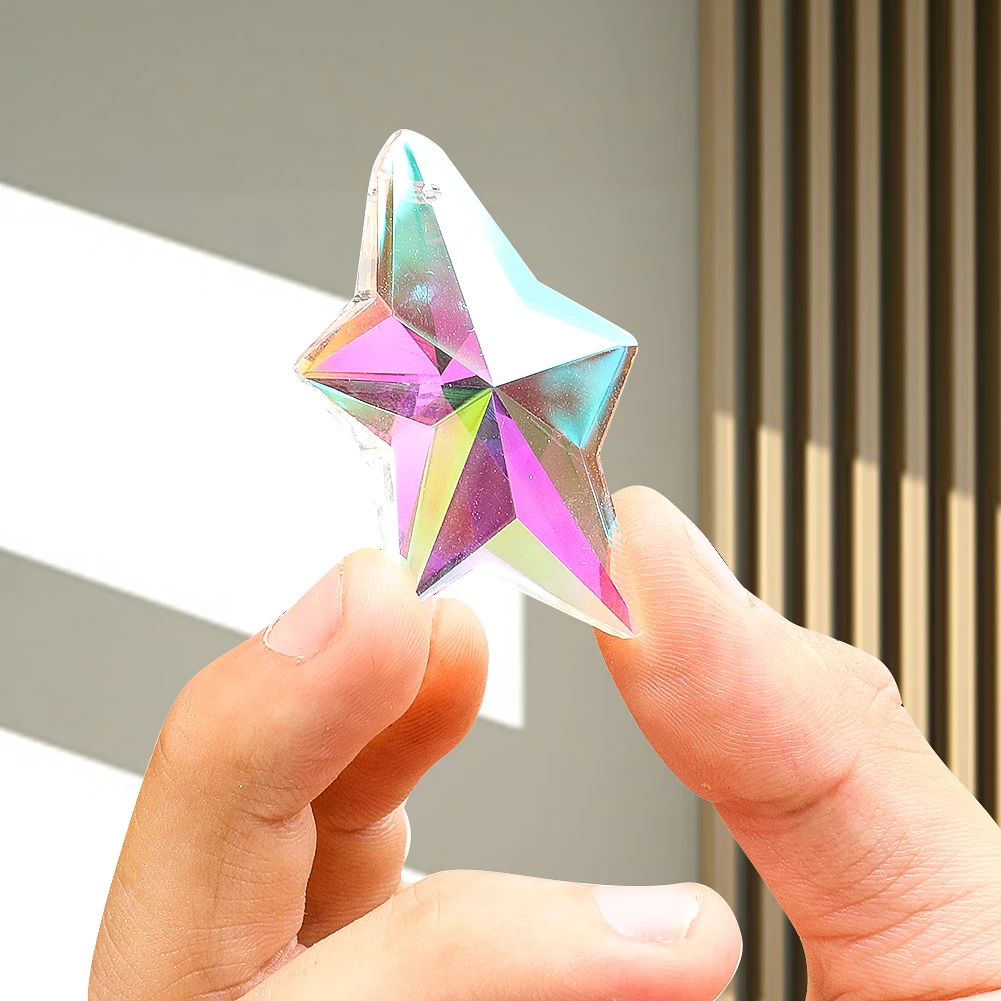 38/50MM Laser Faceted Prism Glass Neptune Starfish Star AB Color Crystal Pendant Pentagram Rainbow Sun Catcher Chandelier Dangle