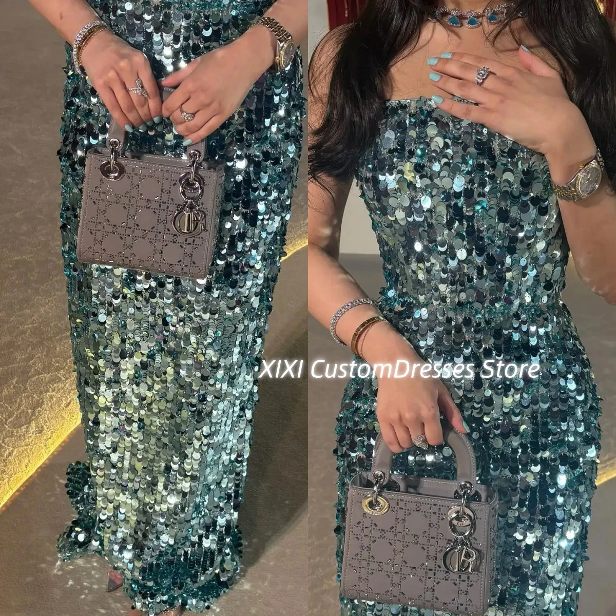 Lace Luxury Evening Dresses Customized Sheath Strapless Elegant Dresses For Women Floor-Length Zipper Up فستان حفلات الزفاف