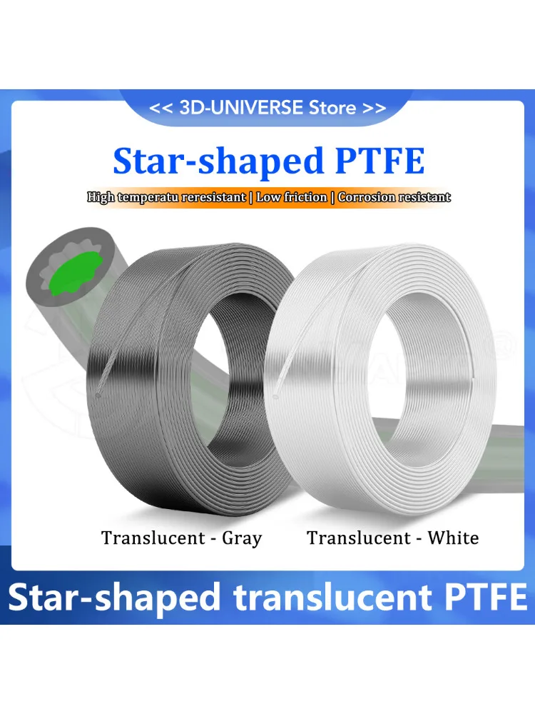 dla Bambu Lab AMS Rurka PTFE w kształcie gwiazdy 4mm średnica zewnętrzna 2.2mm średnica wewnętrzna Teflonto Ultra-Smooth Flow Low-Resistance do materiałów eksploatacyjnych 1.75mm — zdjęcie produktu 7
