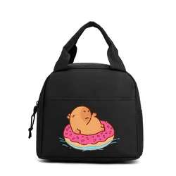 Bolsa de almuerzo térmica de dibujos animados Capybara para hombres y mujeres, bolsa de almacenamiento Bento para estudiantes, bolso de almuerzo enfriador de Anime divertido para niños