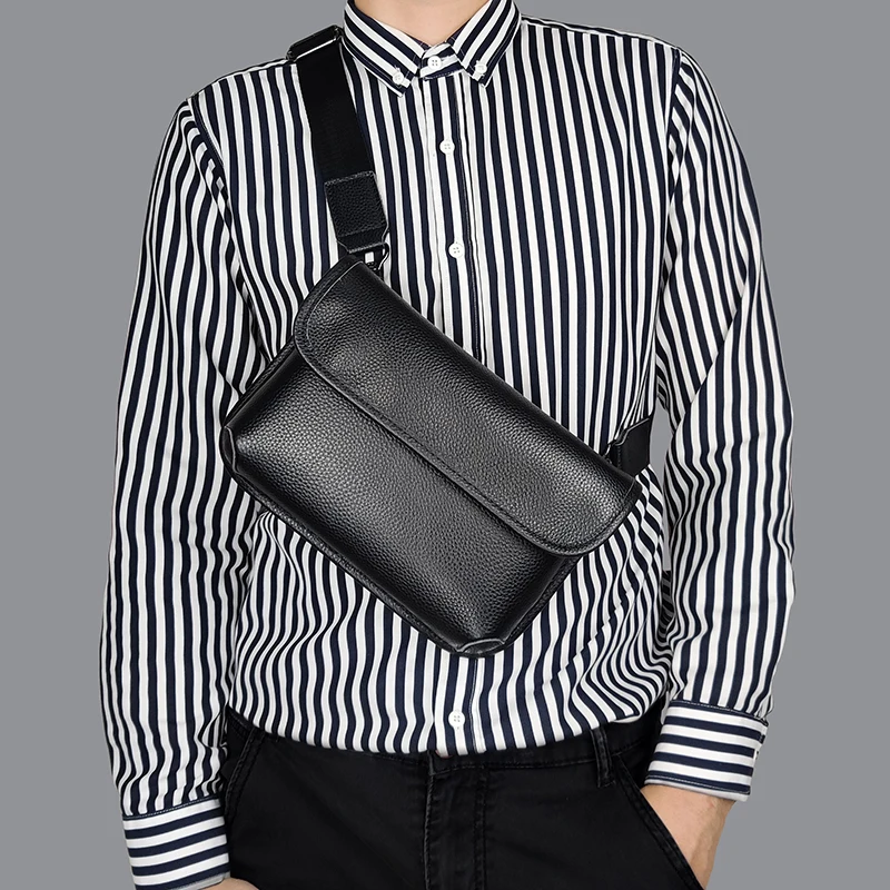 حقيبة كتف من الجلد الطبيعي للرجال حقيبة يد بمقبض حقيبة ساعي البريد حقيبة حمل متعددة للتنقل في الأعمال التجارية #3