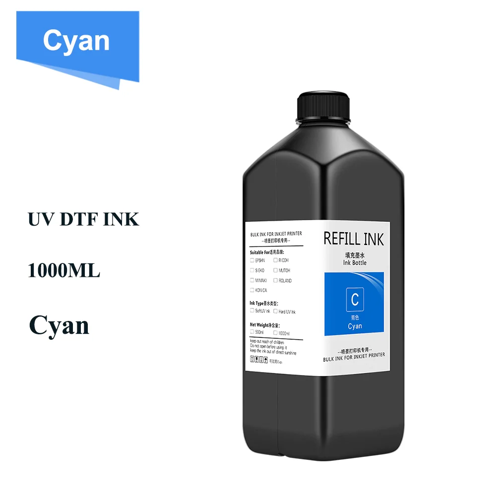 Imagem -03 - Tinta uv da Impressora Dtf Adequada para Epson Dx5 Dx6 Dx7 Dx8 Xp600 Tx800 L800 L805 L1800 R290 R300 1390 1400 1430 Dx10 1000ml