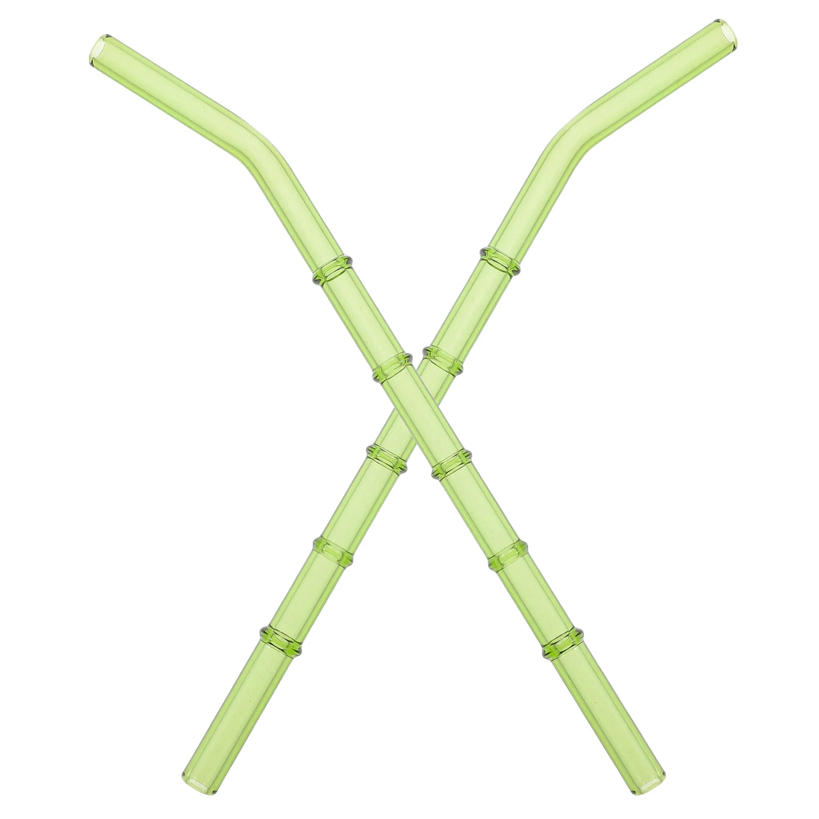 

2Pcs Reusable Glass Straws Bamboo Design Drinking Straws Decorative for Juice Smoothie Household Use Glasses Straw