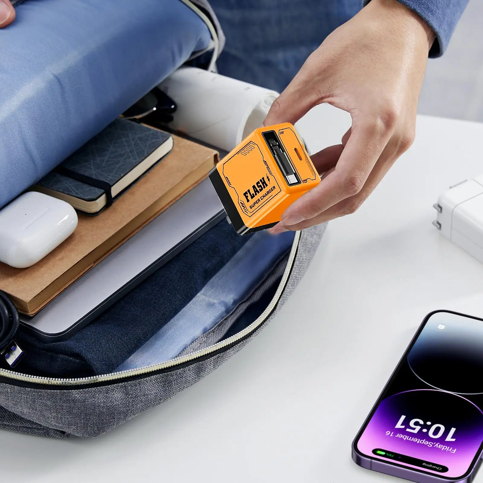 

Wall Charger 120W Wall Phone Charger Block Plug Fast Charging Adapter with Type C Cable Portable Cellphone Accessories for