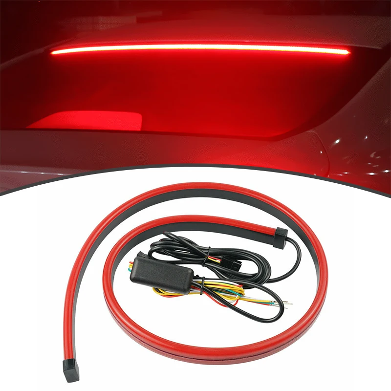 

50/90cm Car Rear Third Brake Light LED Strip High Mount 3rd Brake Light Sequential Strips Turn Signal Flexible Stop Lamp Bar 12v