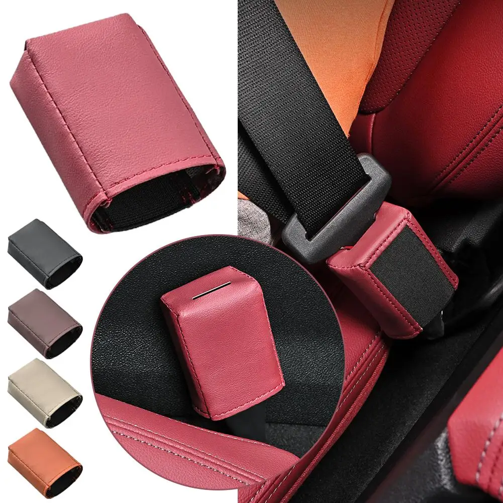 

Car Belt Socket Protective Cover Leather Elastic Exquisite Stitching Interior Installation Accessories Car Multiple Co R1x2