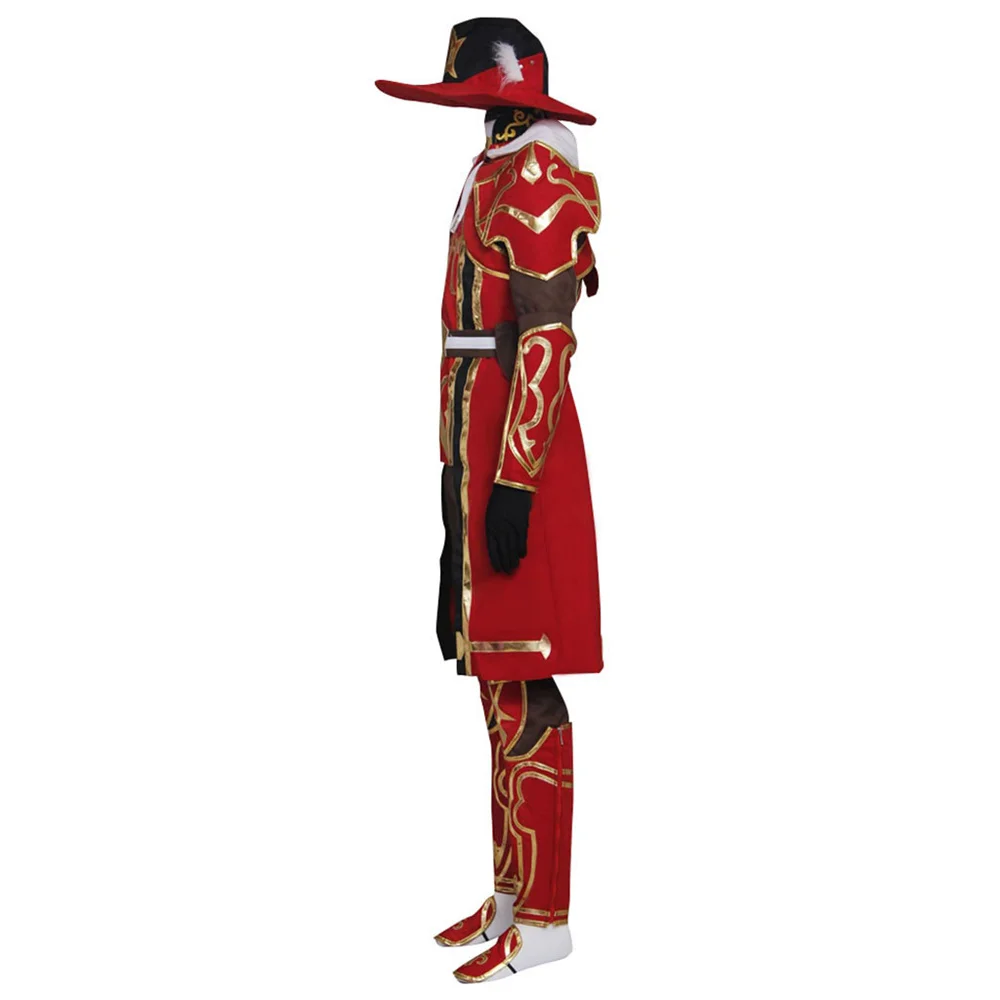 Game FF14 Red Mage Cosplay Kostuum Mannen Rode Pakken Volledige Sets met Hoed Halloween Party Outfits