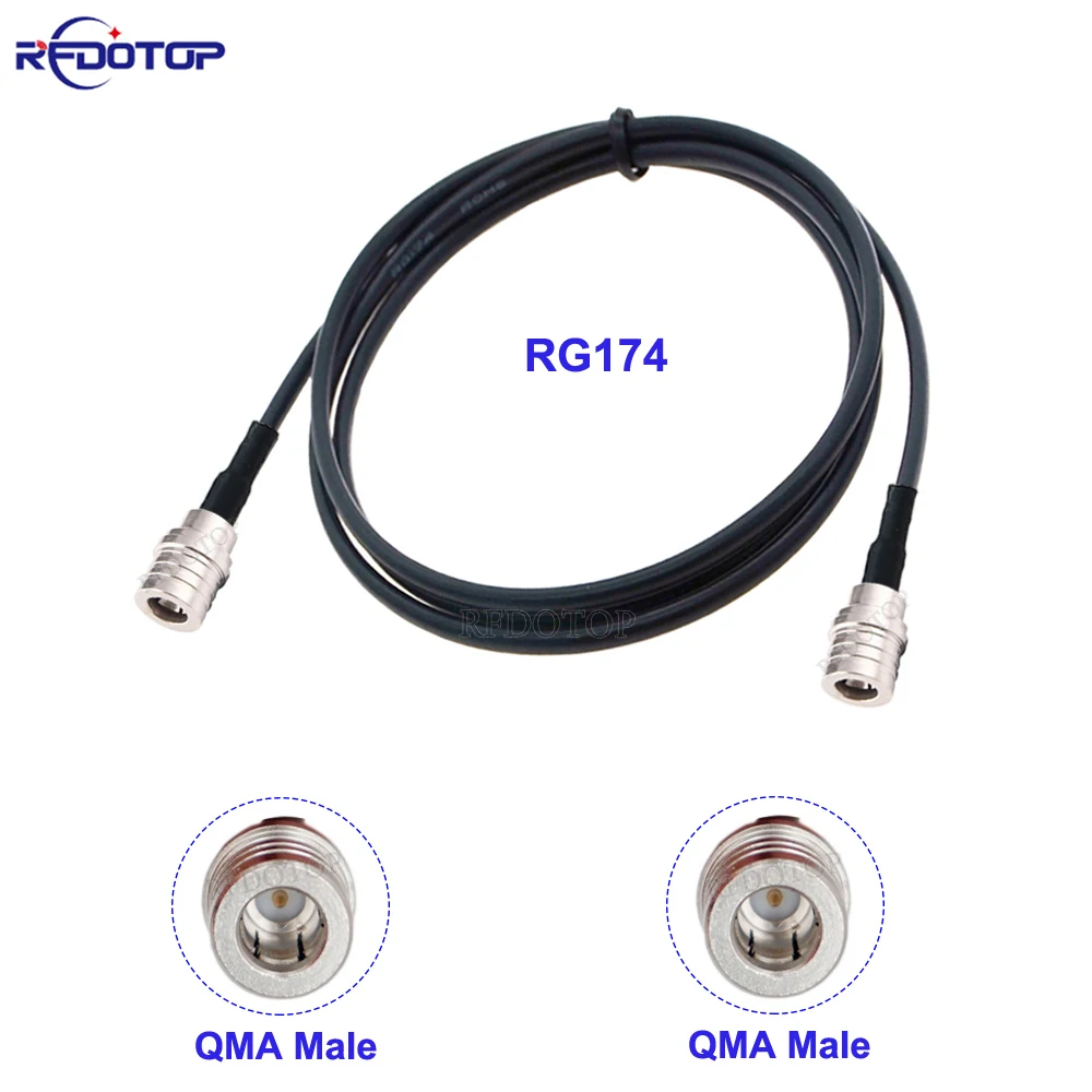 

QMA Male Plug to QMA Male Straight/Right Angle Connector 50Ohm Low Loss RG174 Cable RF Coaxial Extension Jumper Pigtail Cord