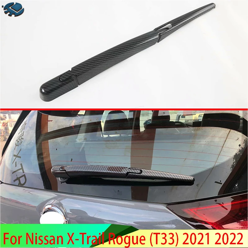 

Для Nissan X-Trail Rogue (T33) 2021 2022 2023, стиль из углеродного волокна, крышка рычага стеклоочистителя заднего стекла, накладка, накладка на форсунку