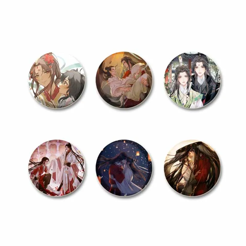 Heaven Official\'s Blessing Brooch on Backpack, Handmade Round Brooches, Cute Hua Cheng Pins, Anime Icon Badges for Clothes