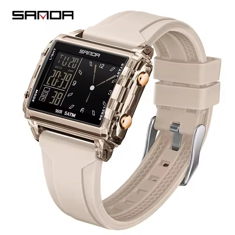 SANDA 6273 Sports Men's Electronic Watch Waterproof Multi Functional Analog Pointer Display Casual Women's Digital Watch Reloj