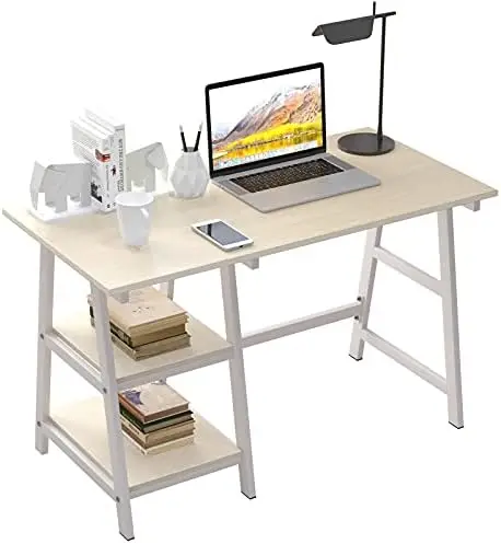 

47 Inches Writing Computer Desk with , Trestle Desk Study Desk, Laptop PC Desk Workstation for Home Office Use Writing Study Ta