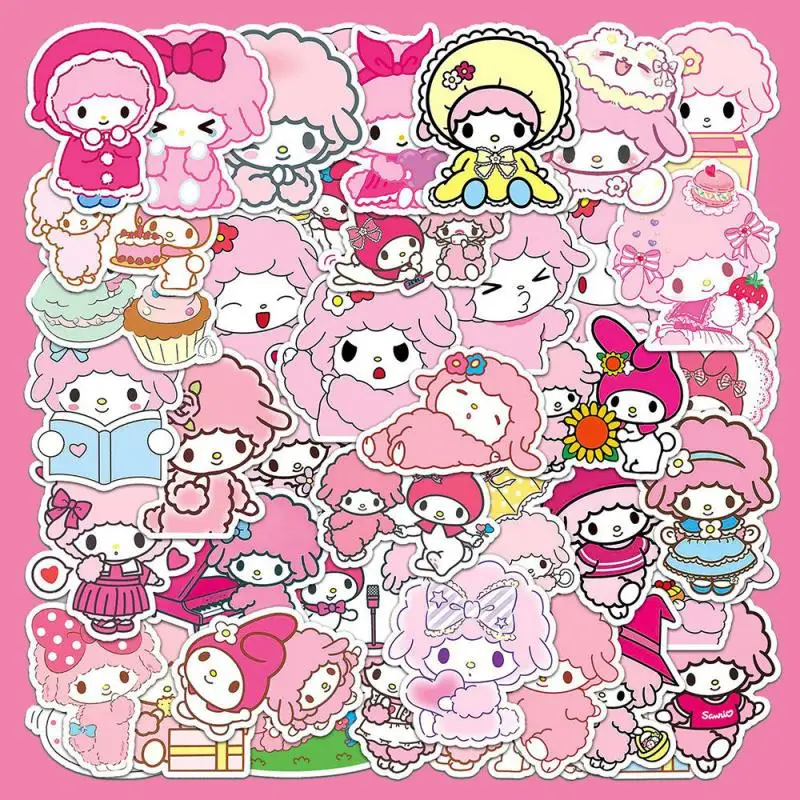 50Pcs My Sweet Piano Sanrio Diy Luggage Compartment Decorates Mobile Phone Sticker Cup Decoration Tablet Computer Accessories