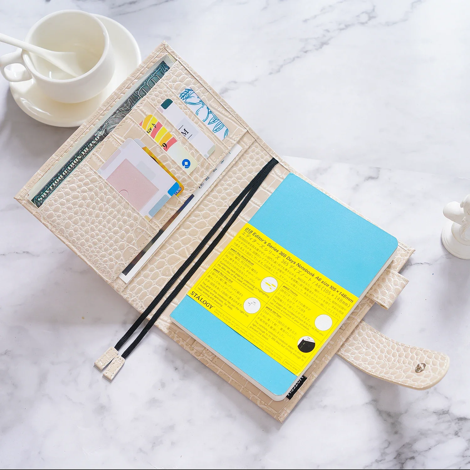 Cover Tidak Sempurna Moterm Seri Asli A6 Plus untuk Notebook A6 Stalogy Organizer Kulit Sapi Asli Agenda Diary