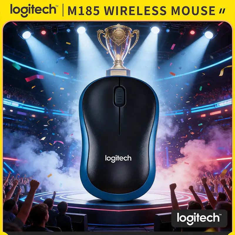 

Оригинальная беспроводная мышь Logitech M185, оптический датчик, надежное соединение, двухсторонняя форма, ПК, ноутбук
