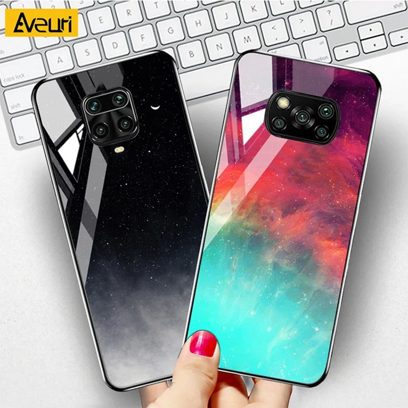 Luxury Glass Phone Case For Xiaomi Mi Play 8 9 SE 10T Lite Mix 2S Poco X3 NFC F3 Redmi Note 9s 9 Pro 4 4X 5 7 8 Pro 8T Cover