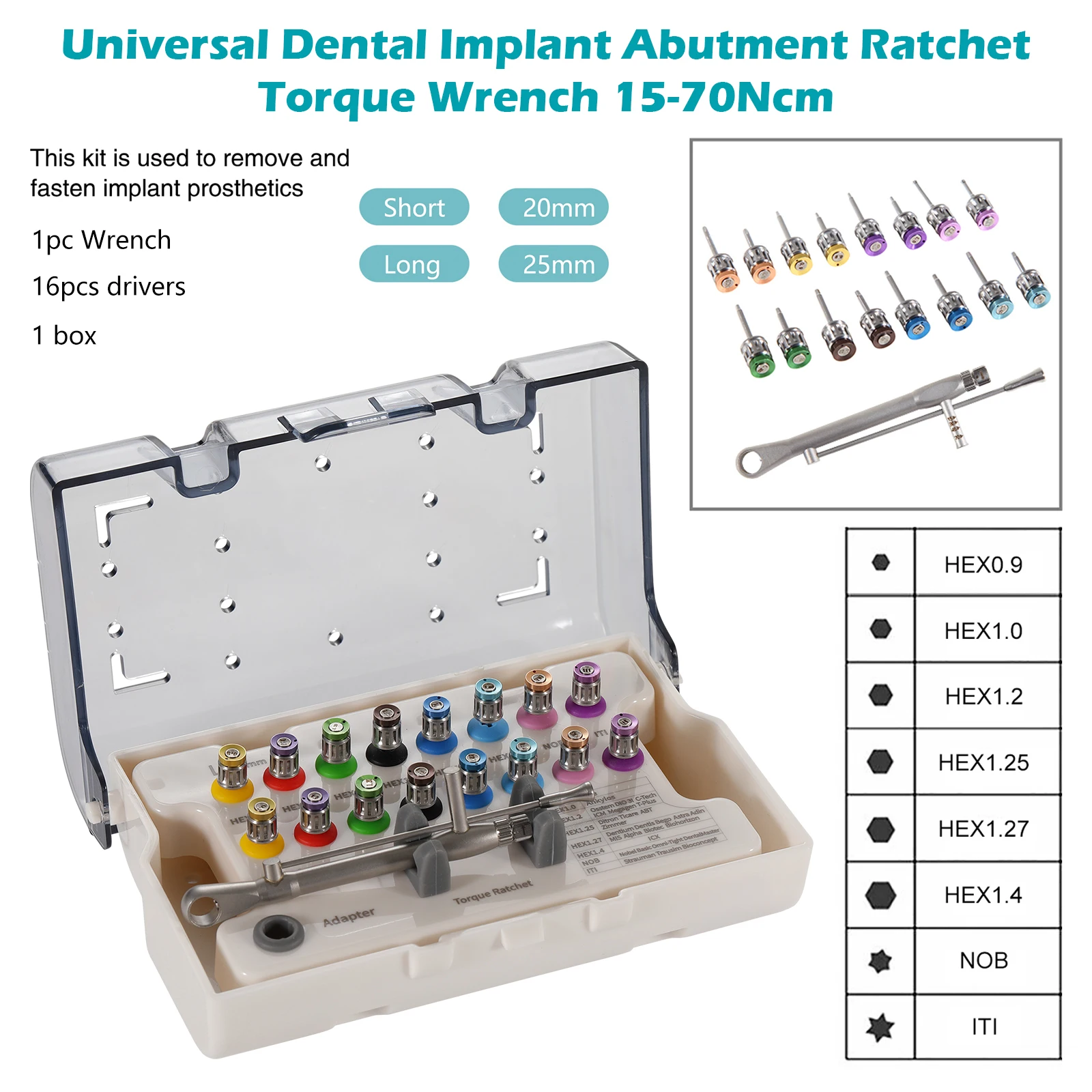 

Универсальный ручной динамометрический ключ для восстановления протеза, набор инструментов для удаления отверток, инструмент для зубного имплантата