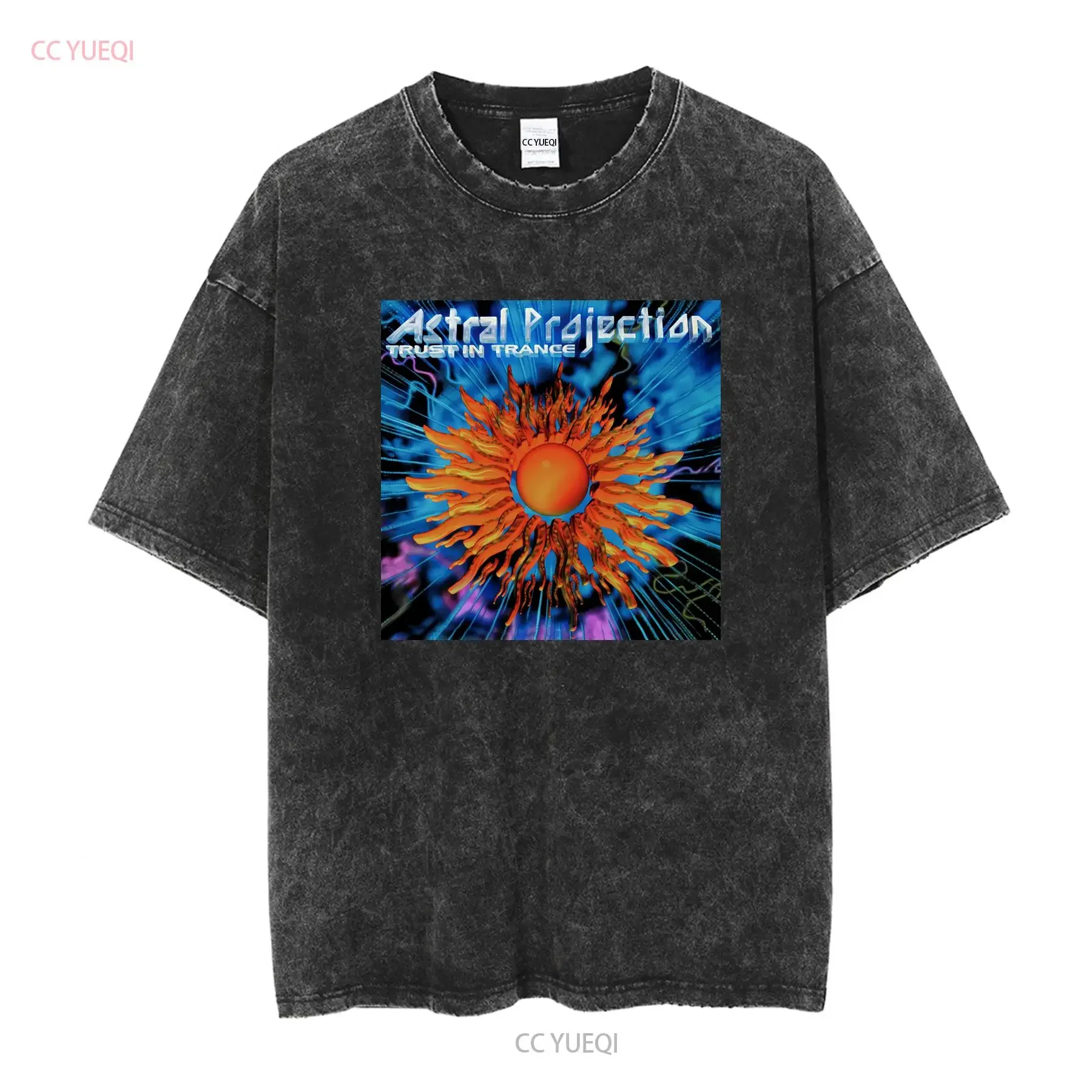 Mens T Shirt Cotton Psychedelic Trance Music Astral Projection Trust In vintage Washed Unisex Stylish Comfortable fashion
