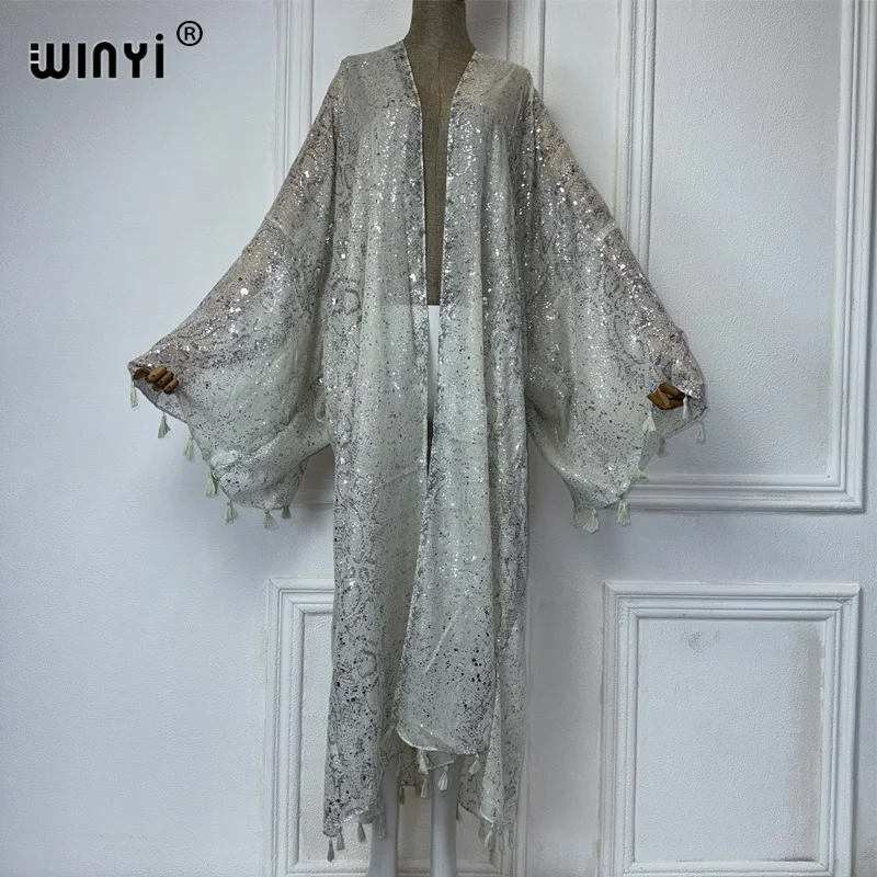 WINYI africa outfit kimono new in coats & jackets beach cover up maxi dress cardigans beach wear women 2024 abaya dubai luxury