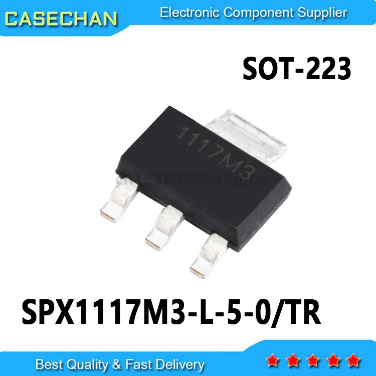 100pcs  SPX1117M3-L-5-0/TR SPX1117-5V SPX1117M3 1117M3 SOT-223 5V Original Import