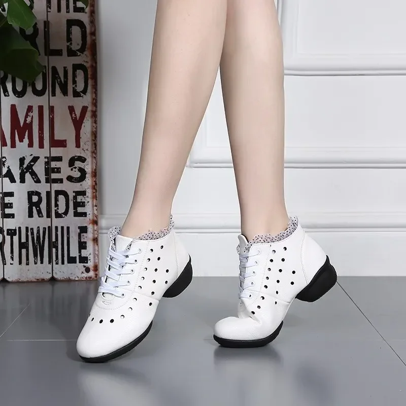 Chaussures de danse latine évidées en cuir PU souple pour femmes, talons de 4cm, salle de Rhmoderne pour filles, entraînement de yoga, extérieur