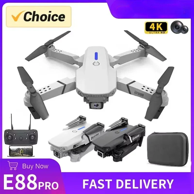 2025 جديد E88 Pro WIFI FPV الطائرة بدون طيار زاوية واسعة HD 4K/1080P ارتفاع الكاميرا عقد طوي كوادكوبتر RC لعبة هليكوبتر هدية