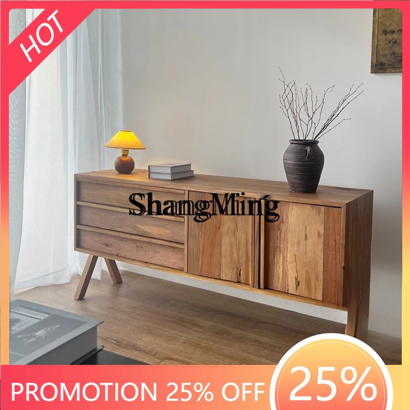 

SM боковой шкафчик для гостиной, винный шкаф из цельного дерева для хранения, декоративный шкаф из старого дерева и красного вина