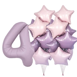 40inch Vintage Purple Number Balloon 18inch Foil Heart Balloons For 30 40 50 60 Happy Birthday Party Decoration Kids DIY Party