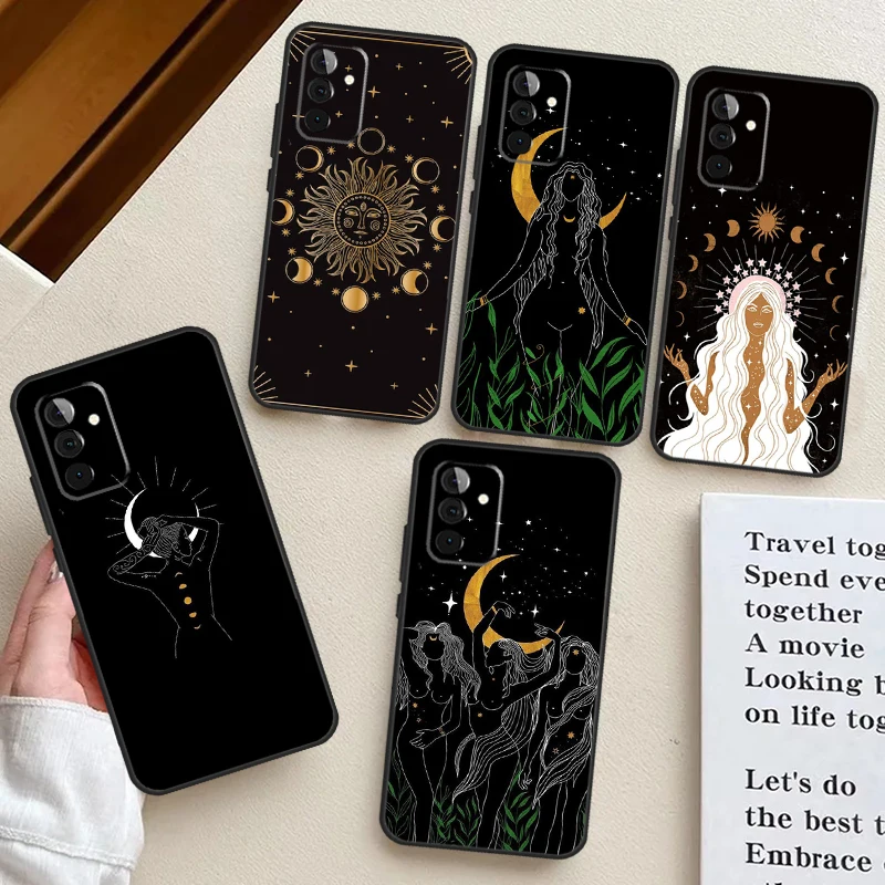 Crescent Moon Tarot Stars Sun Case For Samsung Galaxy A34 A54 A14 A24 A53 A33 A13 A52 A32 A22 A12 A71 A51 A15 A25 Coque