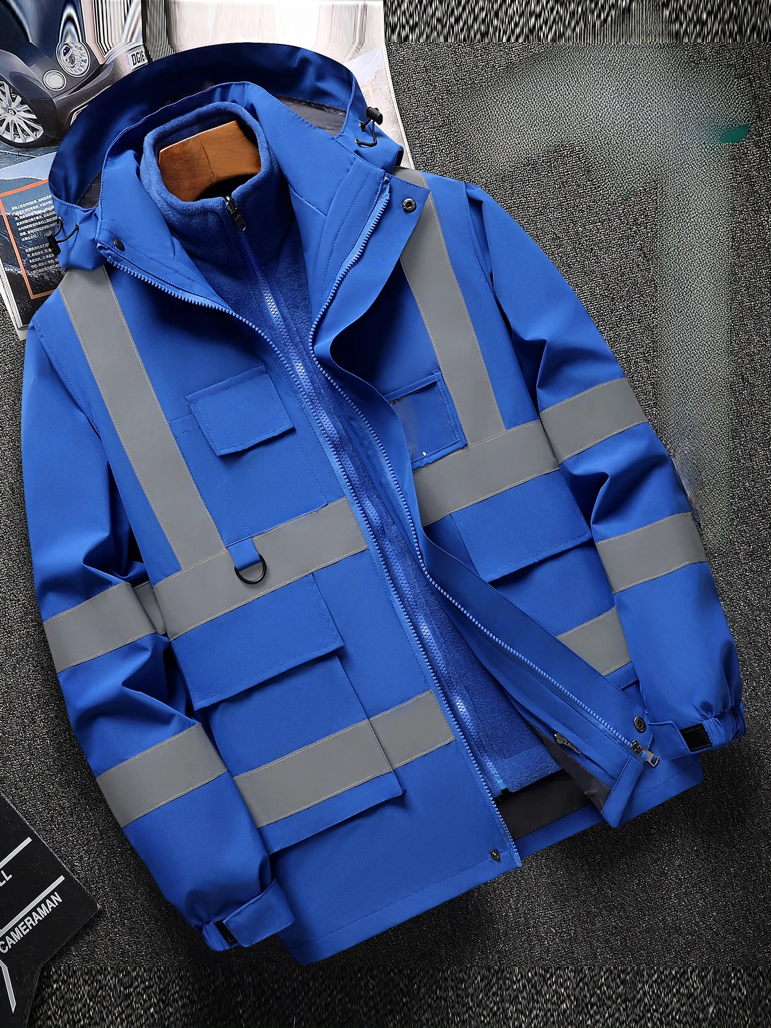 

Куртка-трансформер 3-в-1 с отстегивающимся капюшоном, серебристая, бархатная, ветрозащитная, водонепроницаемая, для весны и осени, повседневная, деловая, верхняя одежда