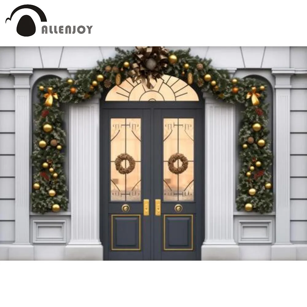 Allenjoy Christmas Home Door Decor Photography Backdrop Xmas Winter Photoshoot Background