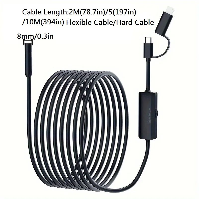 8mm Endoscope For Android Iphone&IOS Smartphone Car Pipe Automotive Boroscope Sewer Inspection Tools Endoscopy Camera Device