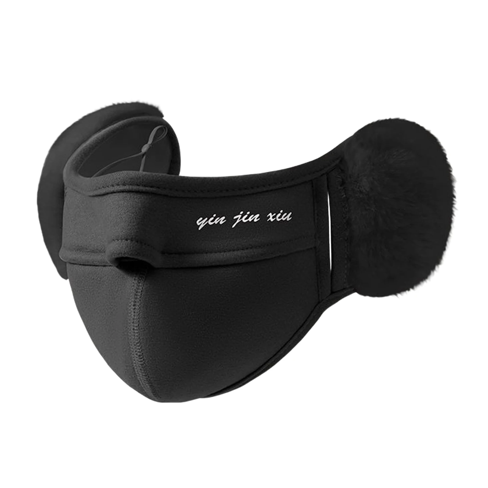 冬用暖かいフェイスマスク ウサギの毛皮の耳当て付き 防風 寒さ対策 通気性のあるマスク 男性用 女性用 ユニセックス