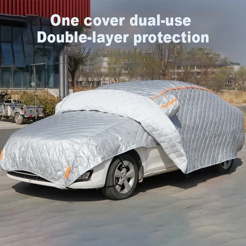 2 In 1 Split Anti Hail Car Cover Dual Use Full & Half Auto Covers Thick Waterproof Sun Snow Dust Protection Sedan Car Cover