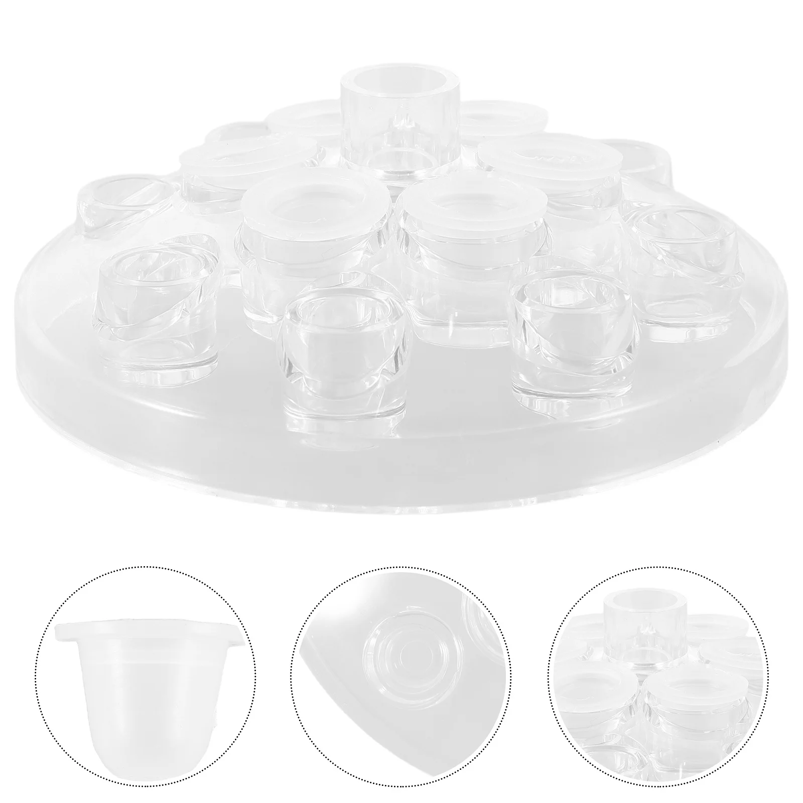 

1Set Clear Tattoo Pigment Cup Holder Multi-Holes Ink Stand Round Shape Aesthetic Practical for Tattoo Artists Makeup Lovers