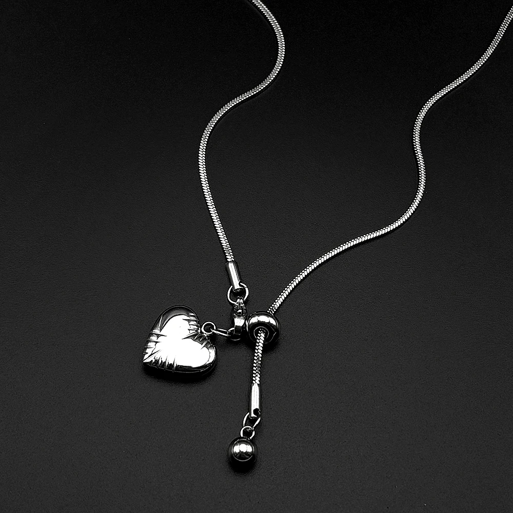 Verstellbare Schlangenkette, Y-Drop-Halskette für Damen und Herren, Street Hiphop, Herzperle, Edelstahl, Y2K-Kette, Schmuckzubehör – Detail 8