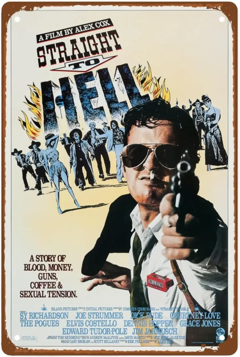 Straight To Hell Art Deco Metal Wall Tin Sign Retro Film Poster Man Cave Decor Retro Gift Vintage Decorations Bedroom Aesthetics