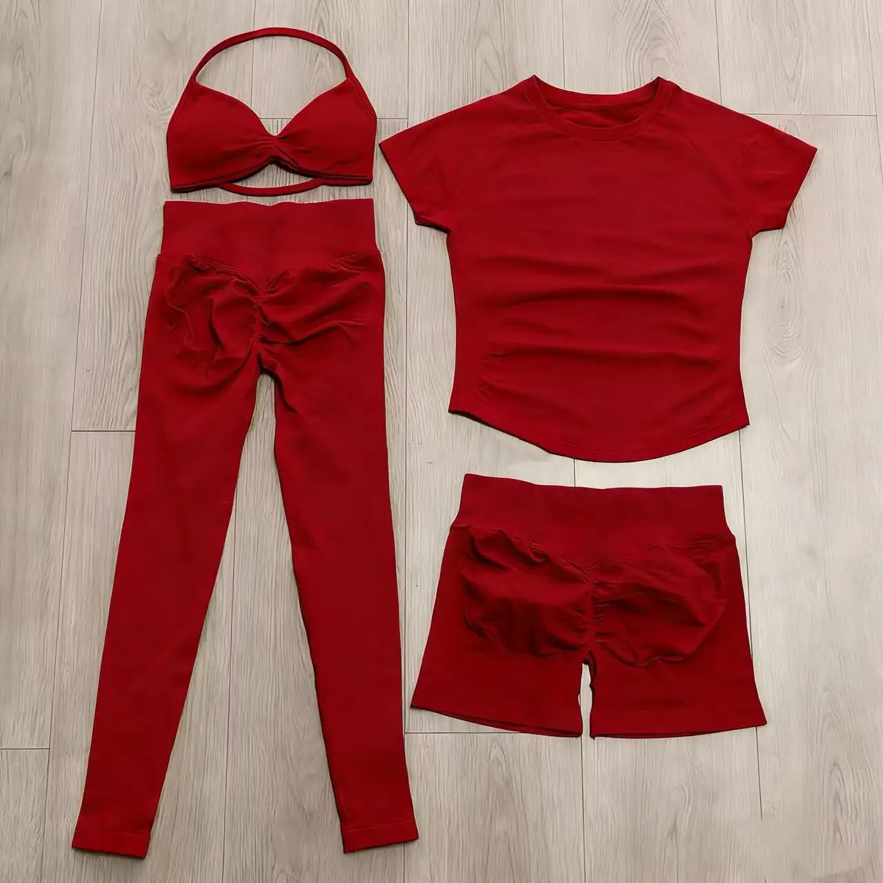 

2 Piece Sports Gym Set Strappy Bra Yoga Underwear Short Sport Leggings Bicycle Running Sportswear Woman Seamless Yoga Set