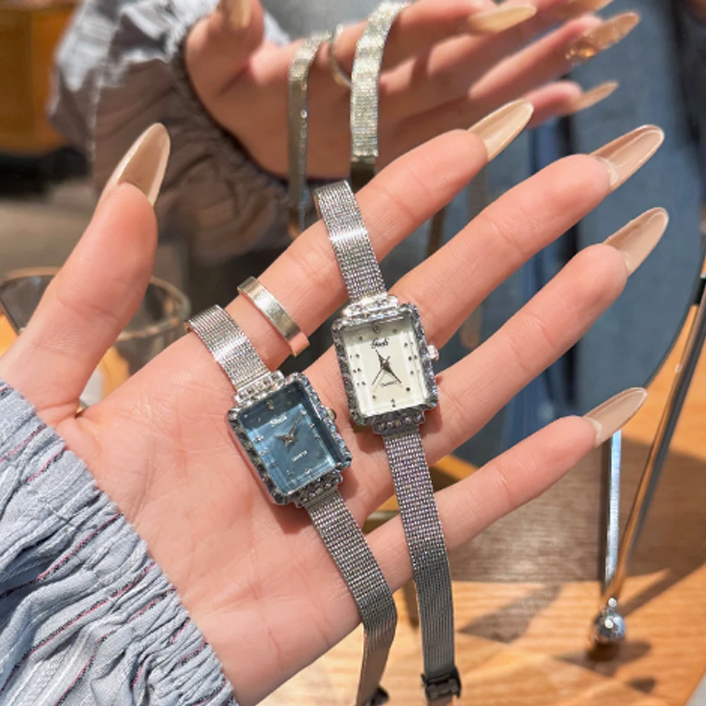 Fashion temperament minimalist luxury square plate with quartz women's watch for women‘s girl party gift jewlry wholesale