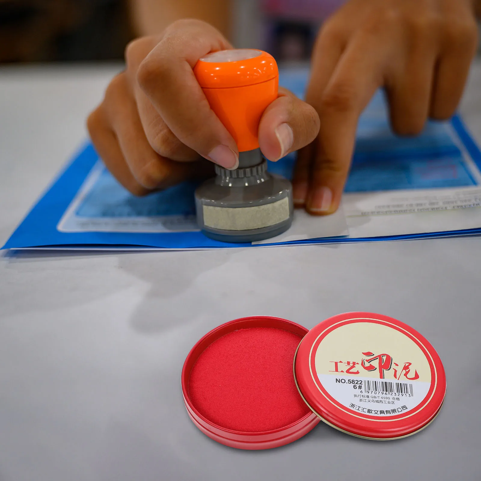 5Pcs Premium Red Ink Pads for Office Use Fingerprint Stamping in Iron Boxes Multi-Functional Small Stamp Pads Graffiti Ink-Pads